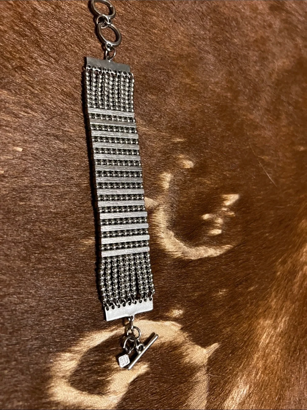 Women’s Silver-Tone Bracelet and Light Blue Woven Bracelet Set